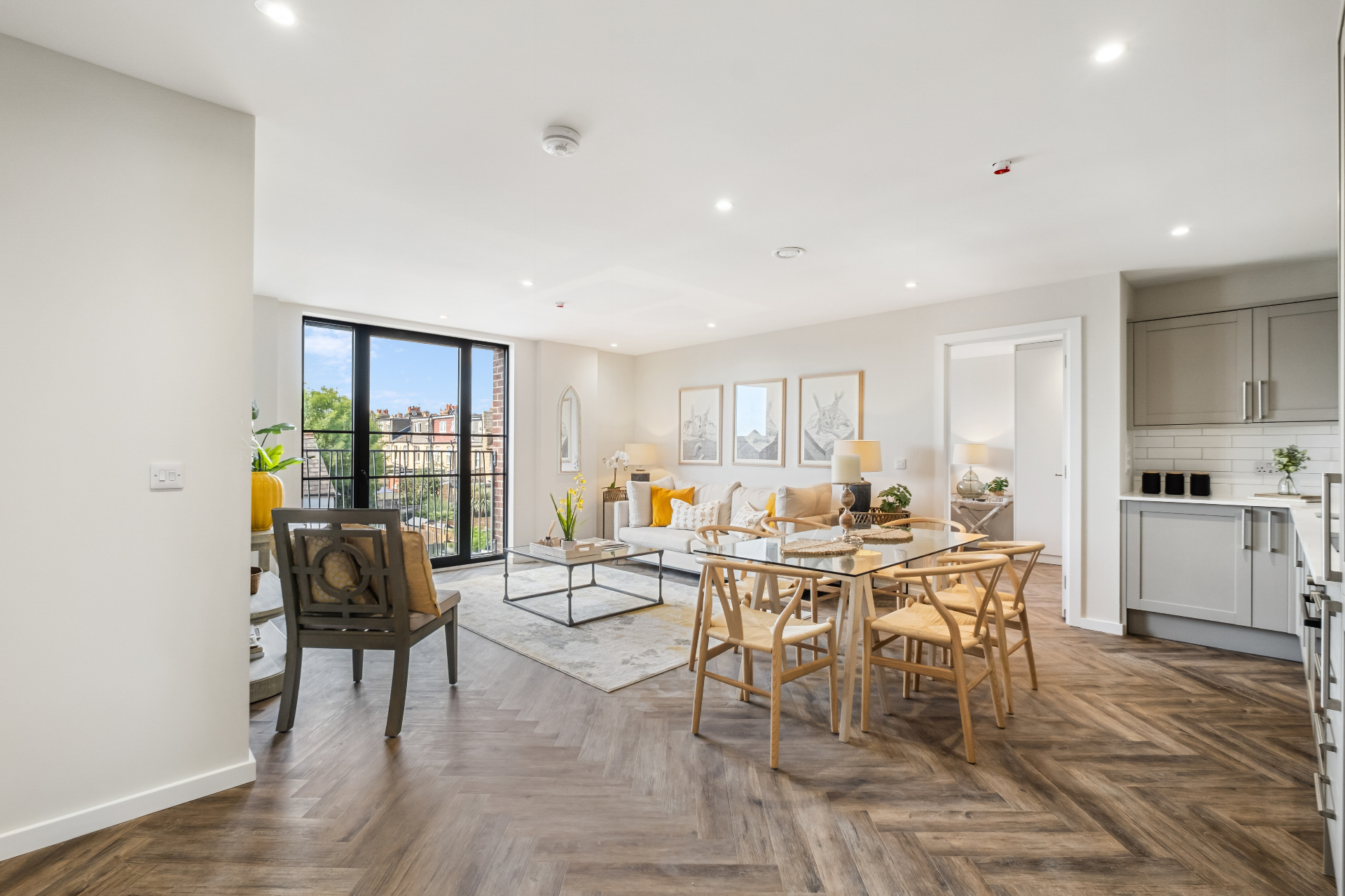 Open-plan living and dining space