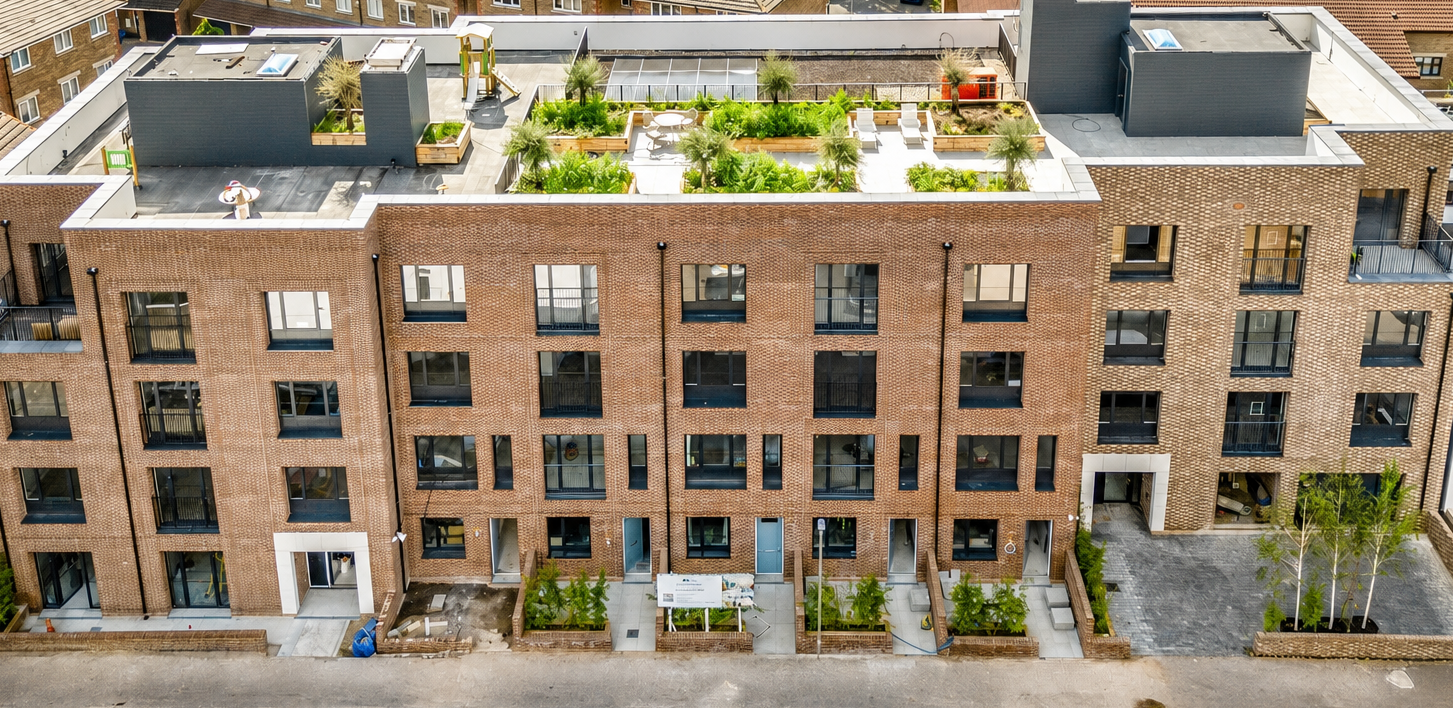 Meadow House 29-apartment development aerial view